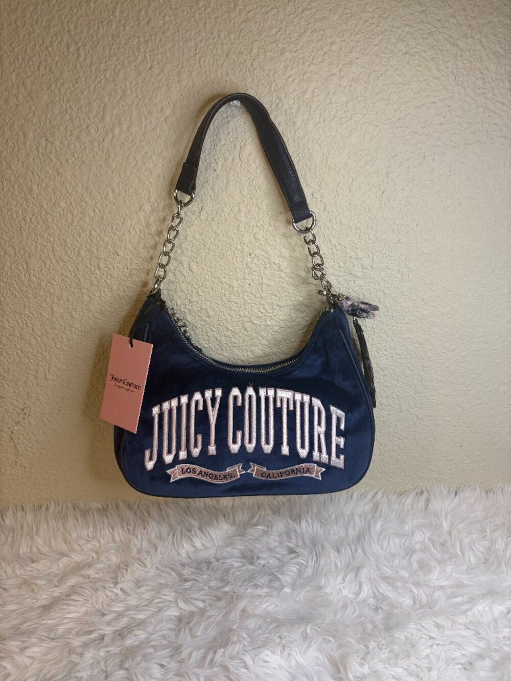 Juicy Couture Royal Blue Velour Shoulder Bag NWT